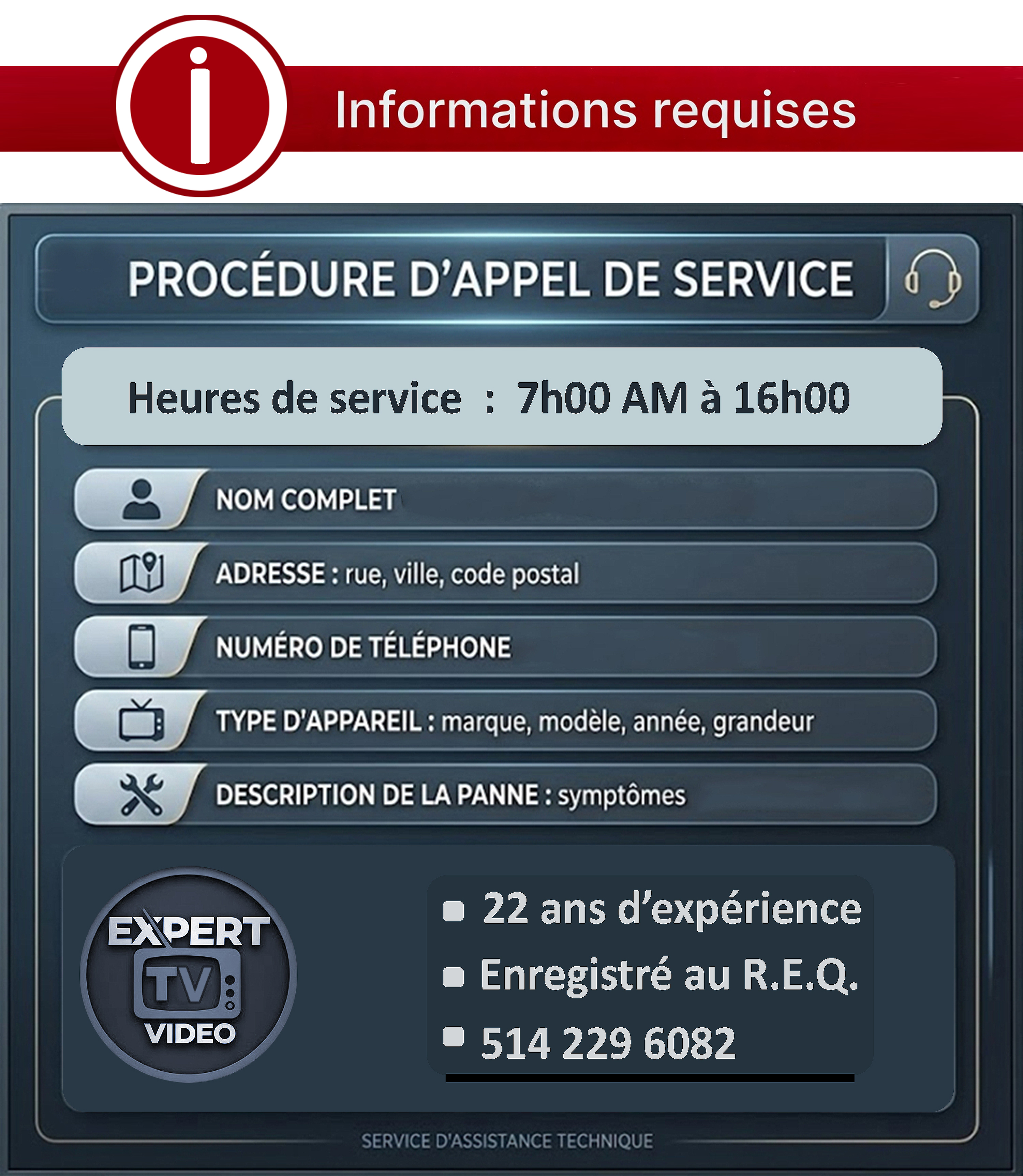 Informations requise